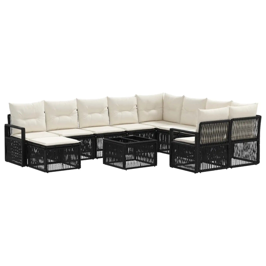 Set Divano da Giardino 11 pz Nero polyrattan 3435907