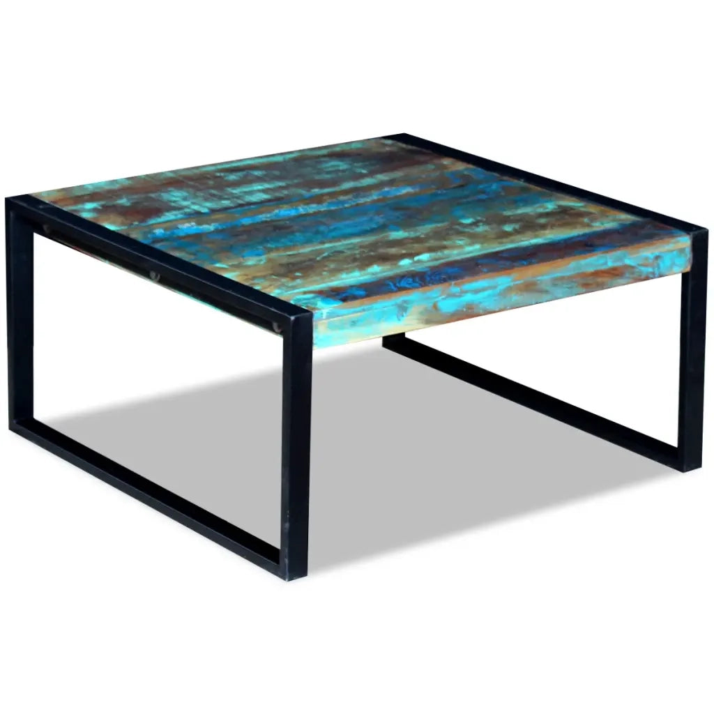 Tavolino da Salotto in Legno Massello Anticato 80x80x40 cm 243295