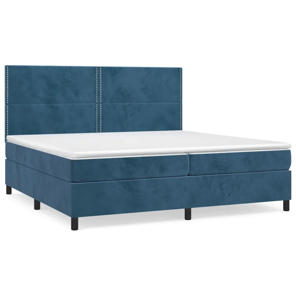 Giroletto a Molle con Materasso Blu Scuro 200x200 cm in Velluto 3142987