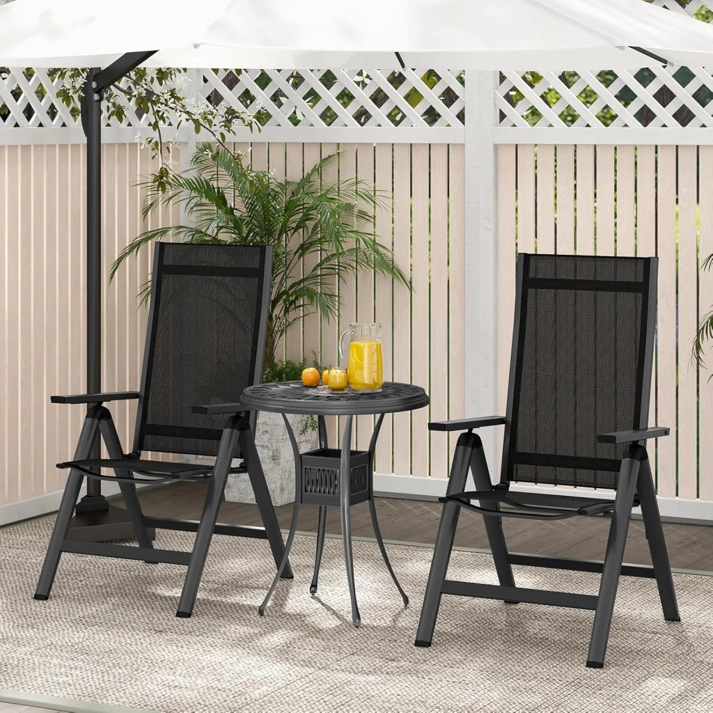Sedia Pieghevole con Schienale Regolabile Sedia da Giardino Pieghevole con Piedini Antiscivolo Sedia da Balcone Terrazza Sedia da Giardino Patio Spiaggia (2 Pezzi)
