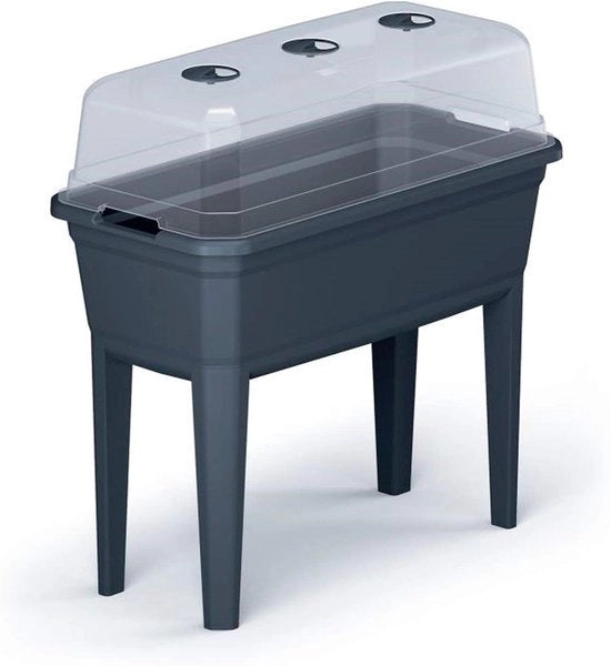 Bloembed Elevato con Copertura in Plastica Antracite 749 (L) x 368 (B) x 777 (H) cm