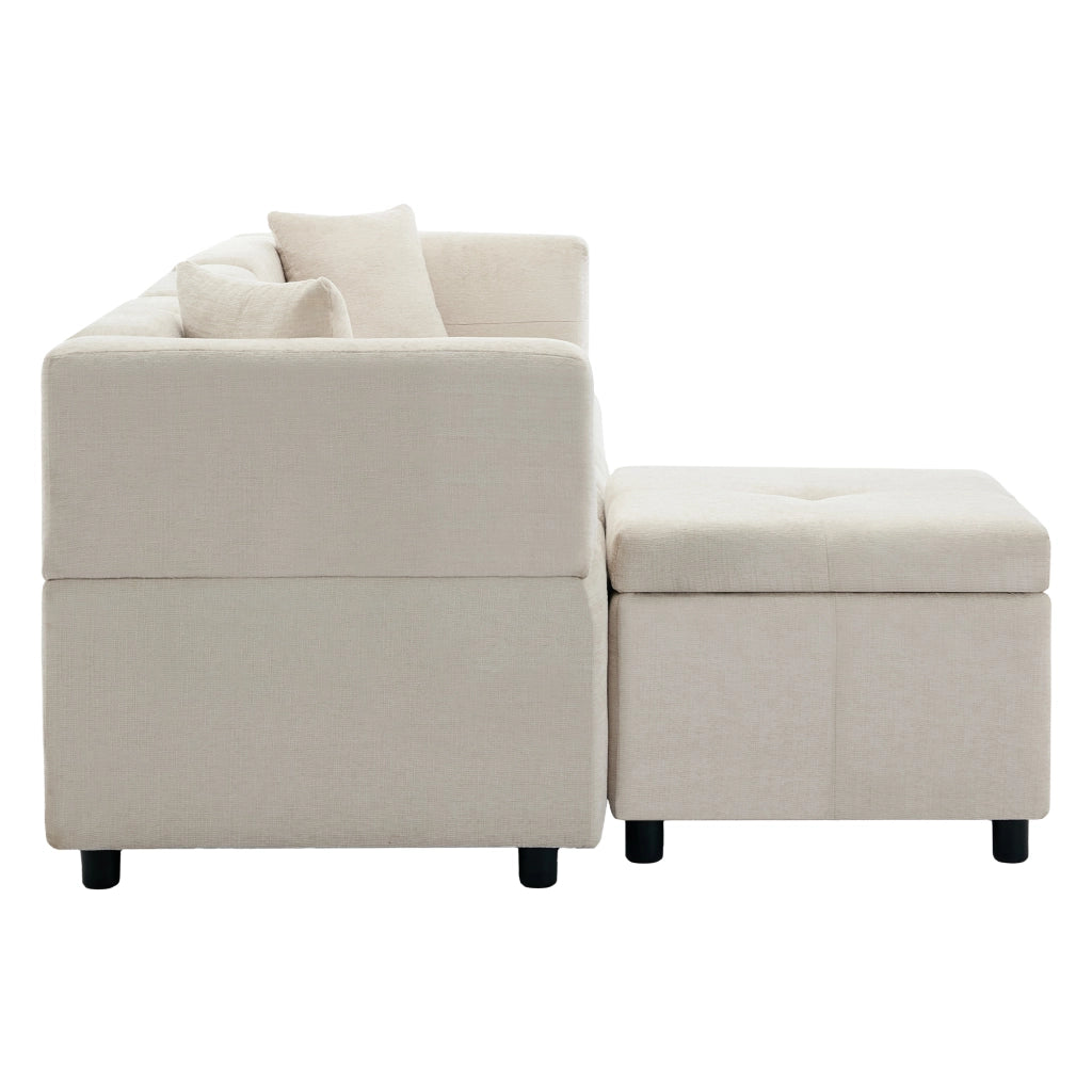 Divano Angolare 3 Posti con Contenitore, Poggiapiedi e Cuscini ¨C Xylo ¨C Sofa L