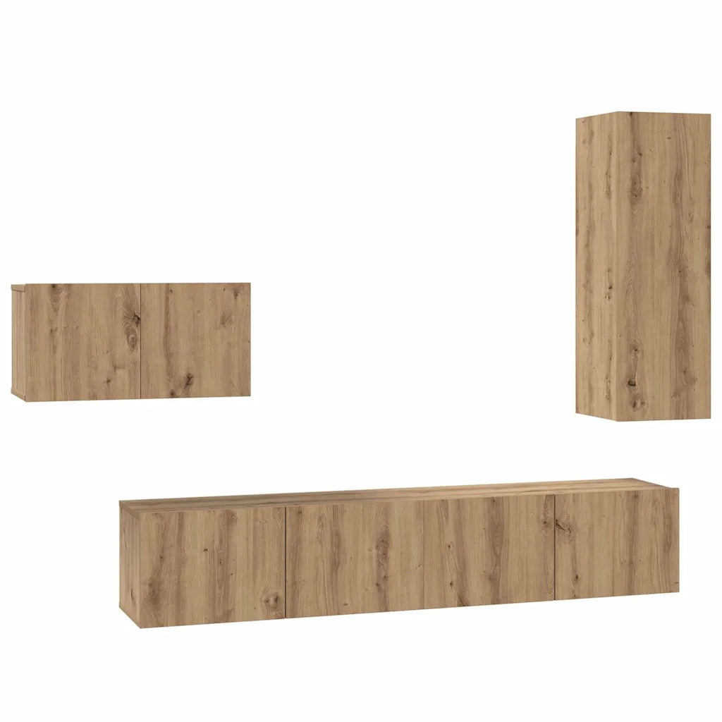 vidaXL Set mobile TV 4 pcs rovere artigianale 30.5 x 30 x 90 cm