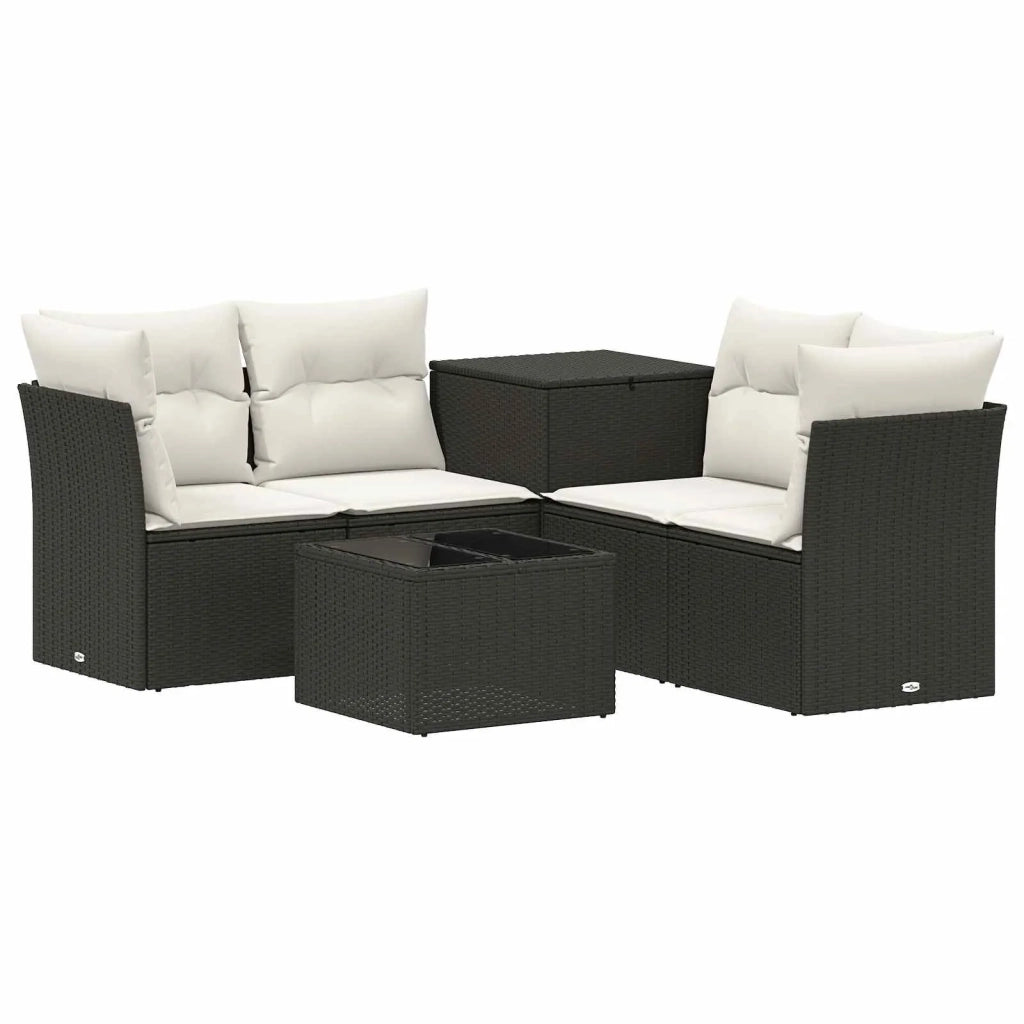 Set di divani 6 pz Nero e Bianco Crema 3447335