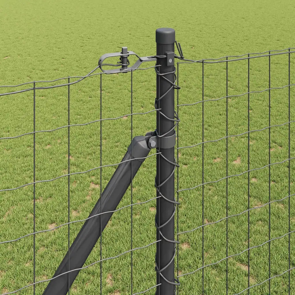 Recinzione con Posto Grigio 1,5 x 10 m Acciaio e PVC