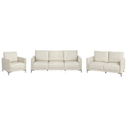 Set da soggiorno 6 posti beige chiaro imbottito in tessuto con gambe in metallo stile moderno minimalista