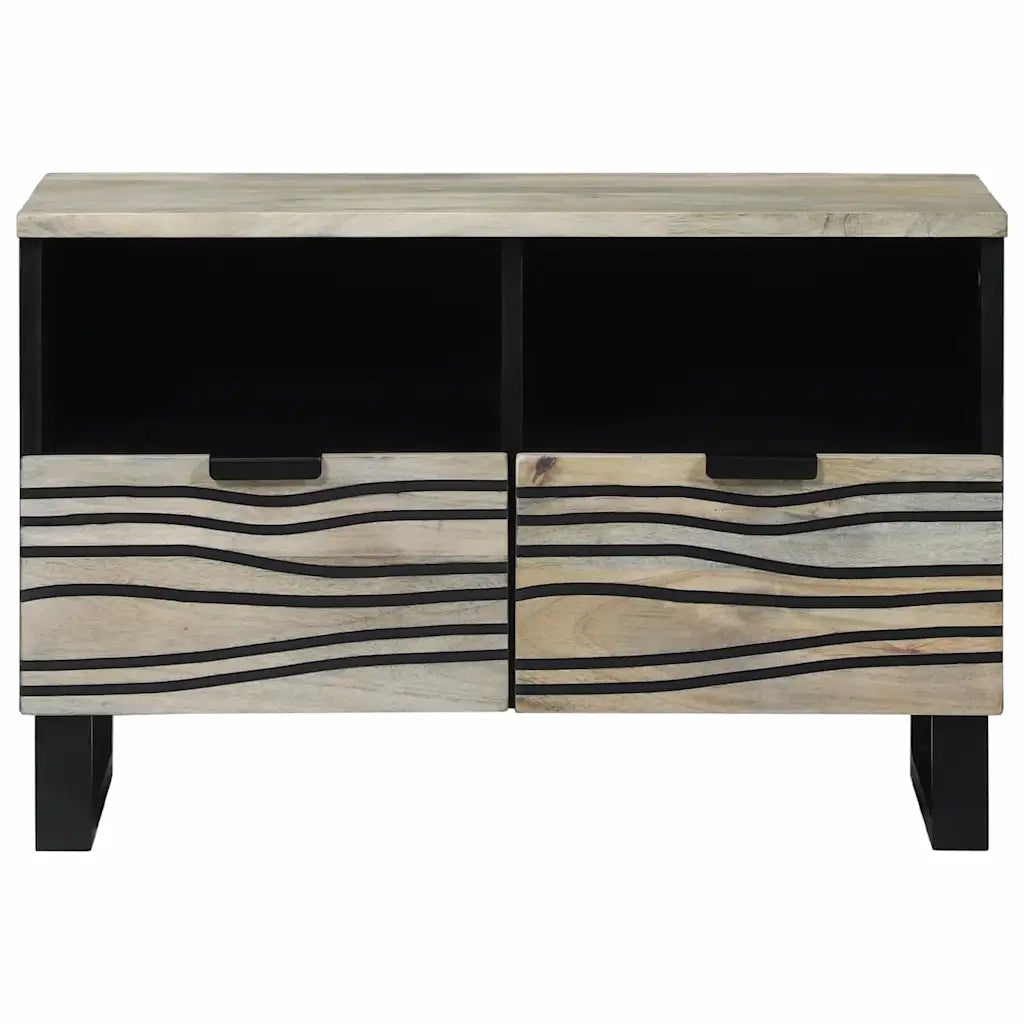 vidaXL Armadietto TV Bianco 70 x 33 x 46 cm legno massello di mango