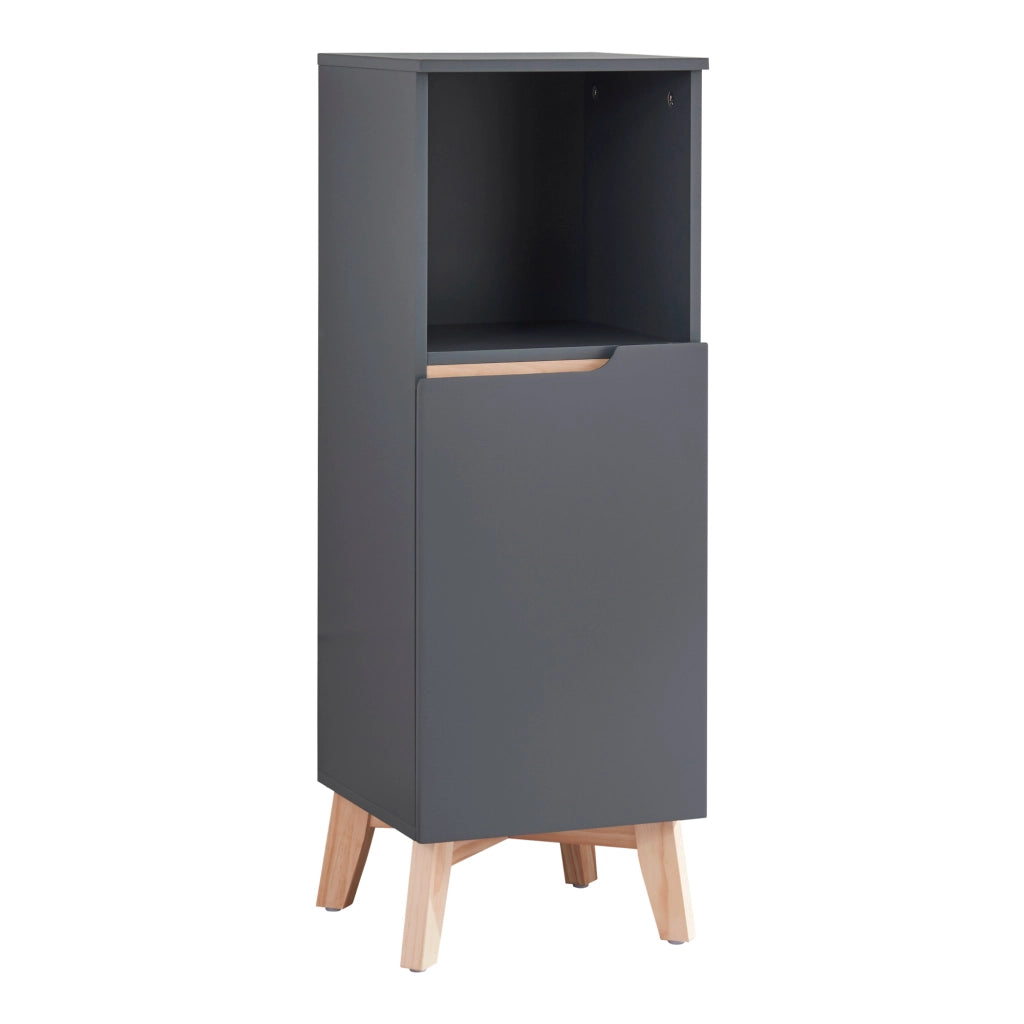 Armadietto Overath con Anta e Scomparto 86 x 30 x 30 cm Grigio / Legno di Pino [en.casa]