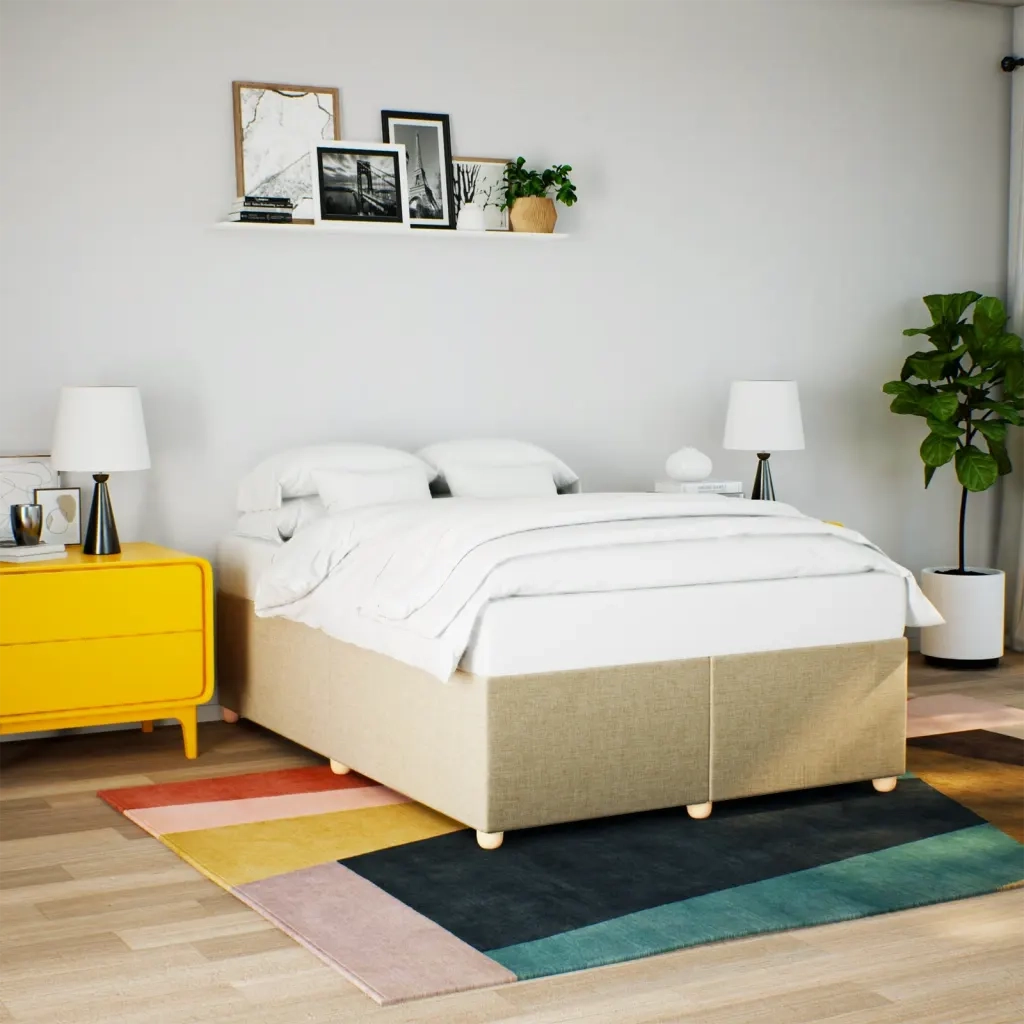 Letto matrimoniale | Letto per adulti | Giroletto senza Materasso Crema 160x200 cm in Tessuto