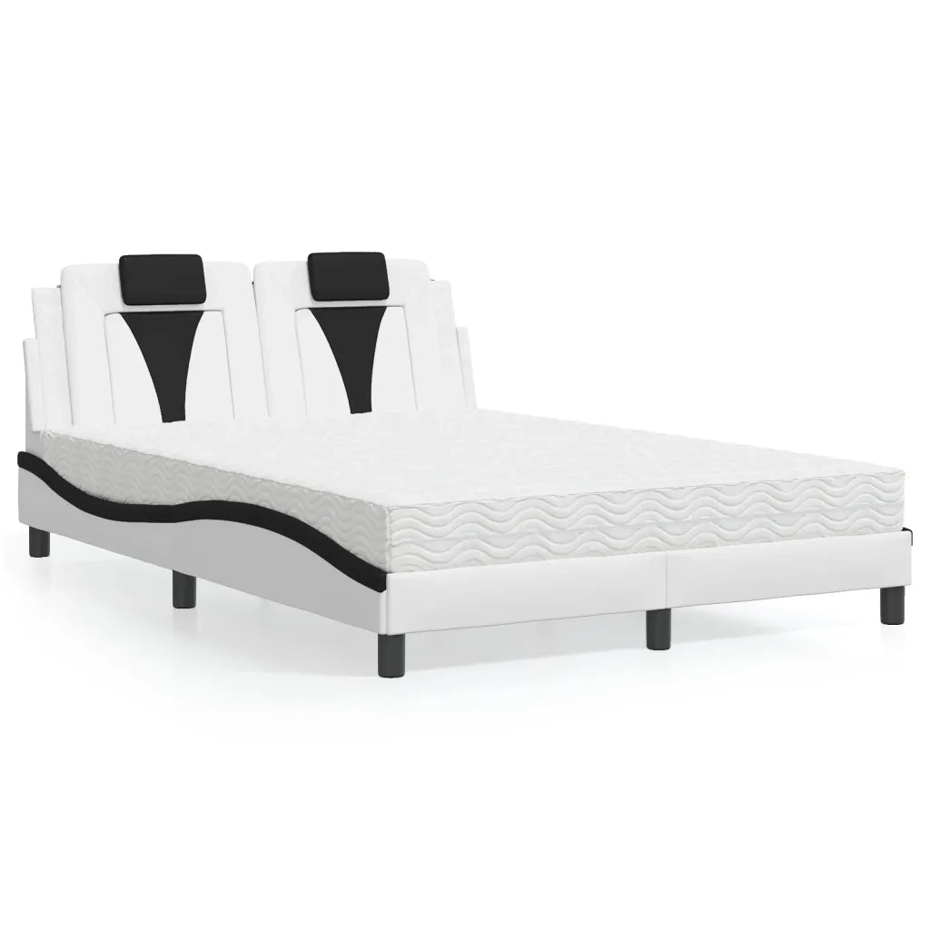 vidaXL Letto con Materasso Nero e Bianco 120x200 cm in Similpelle