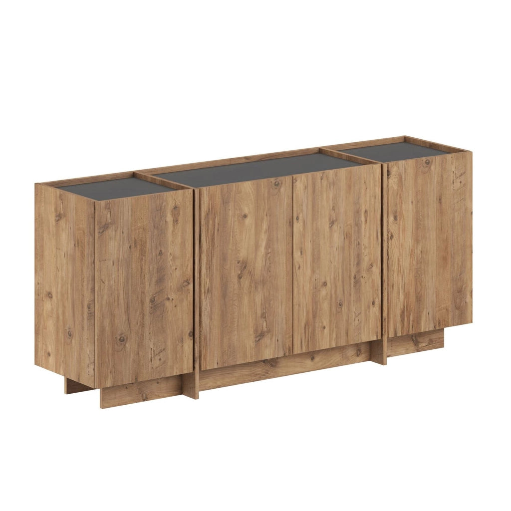 Credenza in legno "Dorma" - 180 x 45 x 80 cm - Pino Atlantico / Antracite