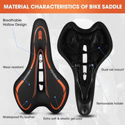 Gel Sella per Bicicletta, Sella Gel Comfort per Uomini e Donne, Sella Gel Idrorepellente, Sella Gel morbida per BMX, biciclette da Corsa, Mountain Bike, biciclette da Pista, Tapisserie, biciclette da Allenamento (arancione)