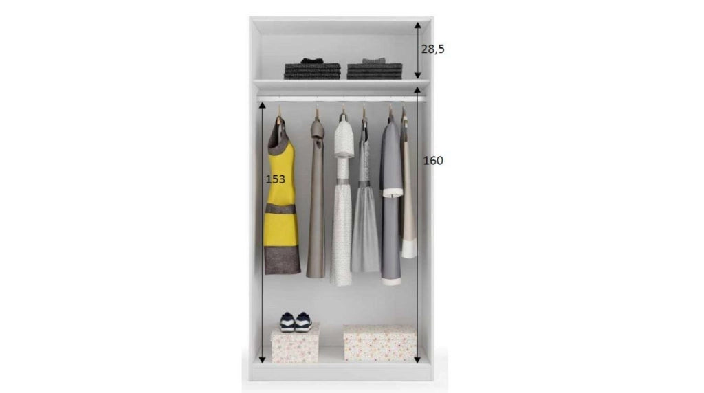 Guardaroba Alt, Armadio per camera da letto a 2 ante scorrevoli, Mobile con ripiano e barra appendiabiti, cm 100x50h200, Rovere