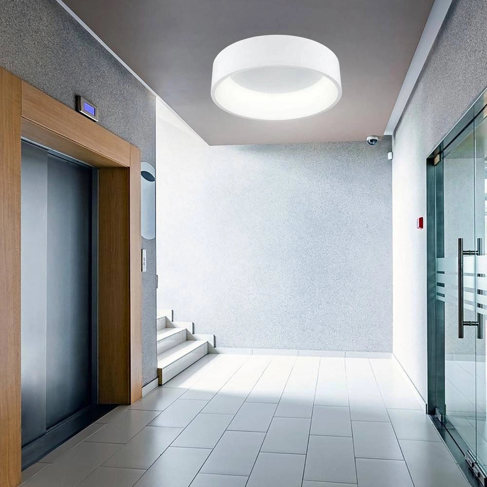 Trade Shop - Plafoniera Tonda Led 30 W Cct 3000k 4000k Lampada Soffitto Parete Muro Luce 40cm - Bianco