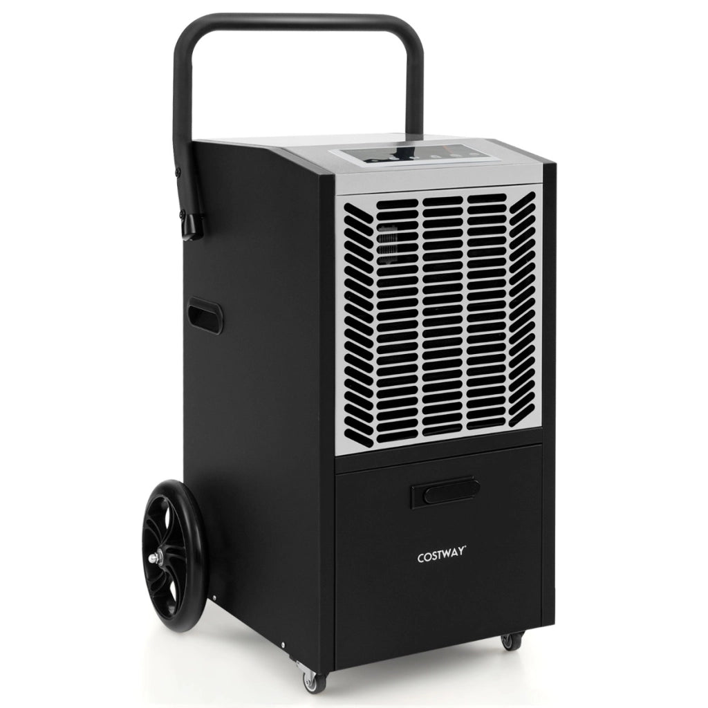 Deumidificatore commerciale da 66L/giorno, Deumidificatore con pompa e tubo di drenaggio timer 24h e 4 ruote Bianco-Condizionatori aria