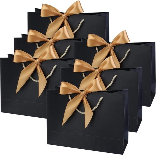 Set di sacchetti di regalo in carta con cordoncino e manico - 6 pezzi - Dimensioni 28 x 20 x 10 cm