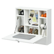 Scrivania multifunzionale da parete 60 x 15 x 57 cm con pratici ripiani stile moderno MDF bianco 20_0010932