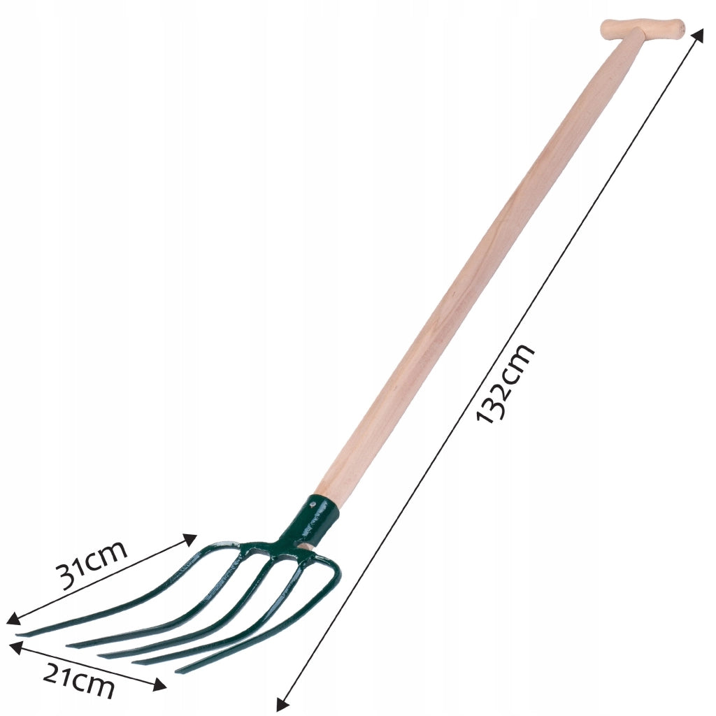 Forca KADAX per letame, fieno, paglia, giardino, 5 denti, in metallo, 132 cm