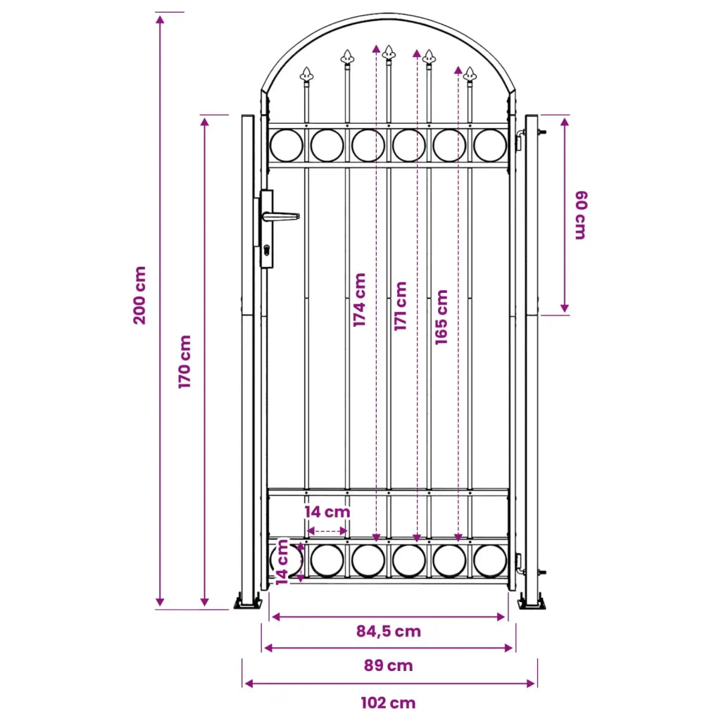 Palo della recinzione Assen Grigio 200 x 88 x 14 cm Acciaio 42008887