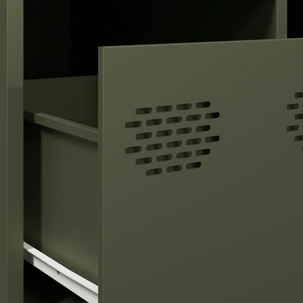 vidaXL Tavolino Verde Oliva 101,5x50x43,5 cm Acciaio Laminato a Freddo