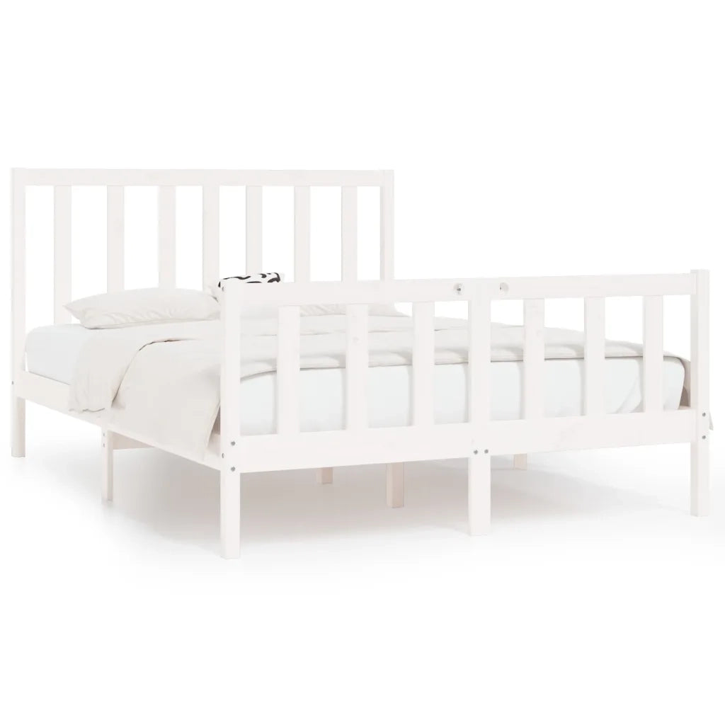 Giroletto-Struttura Letto Bianco in Legno Massello 140x190 cm 450013