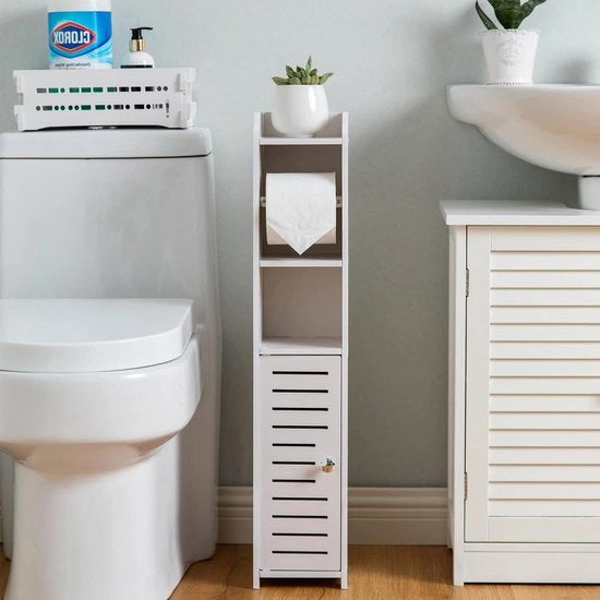 Sostegno per carta igienica con 2-in-1 supporto per spazzola - Mobili bagno bianco realizzato (bianco) PVC