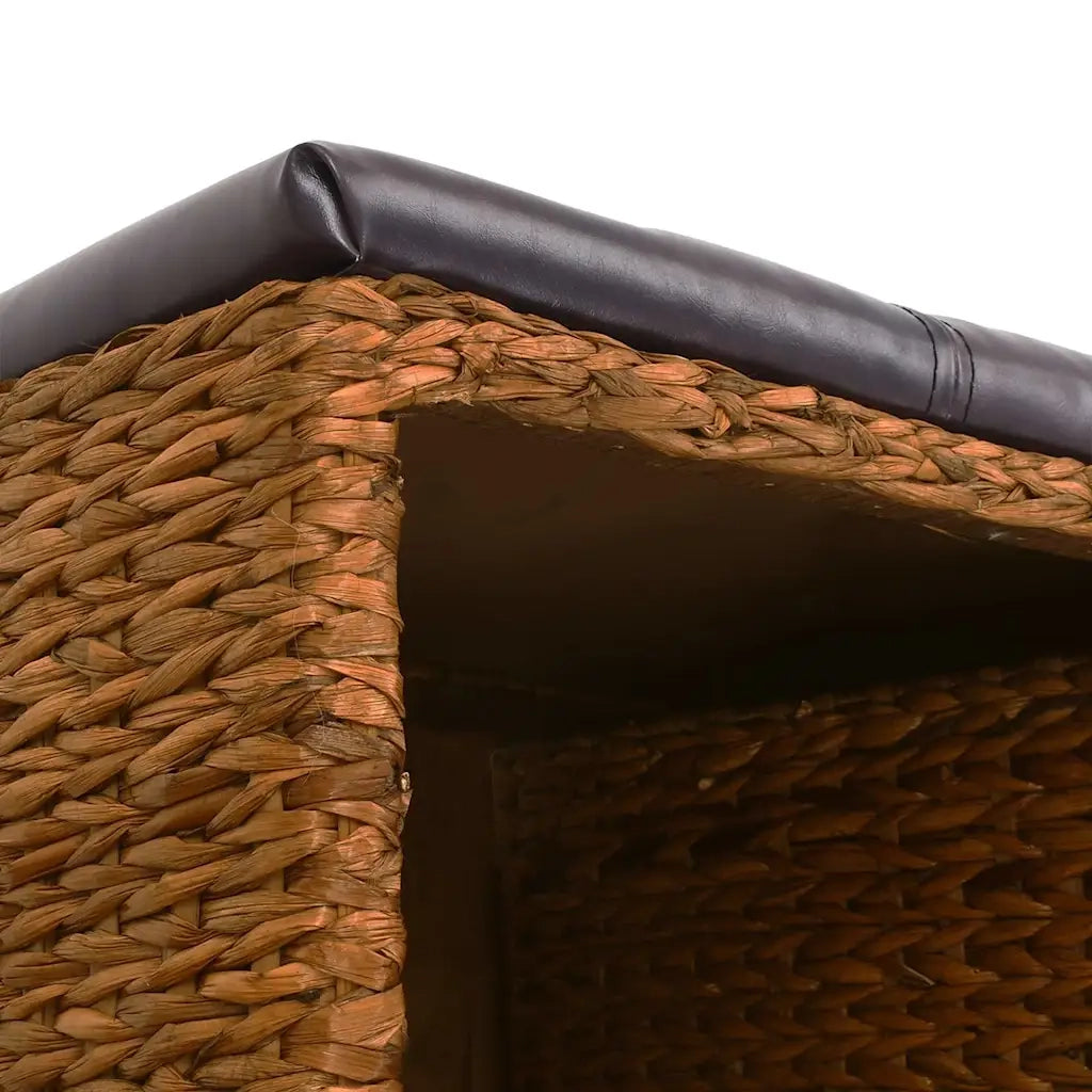Panca in Giunco con 2 Ceste-Sgabello-Panca con Contenitore 71x40x42 cm Marrone