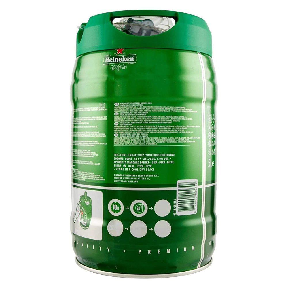 Birra heineken draught keg fusto con erogatore da 5 litri