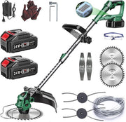 Grasmaaier 3 in 1 elettrico con batteria 24V e caricabatteria - tagliaerba e strisce - rotazione 90° - telescopico - per prato e siepe