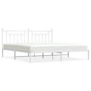 Letto matrimoniale | Letto per adulti | Giroletto con Testiera Metallo Bianco 193x203 cm