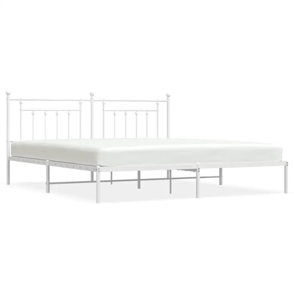 Letto matrimoniale | Letto per adulti | Giroletto con Testiera Metallo Bianco 193x203 cm