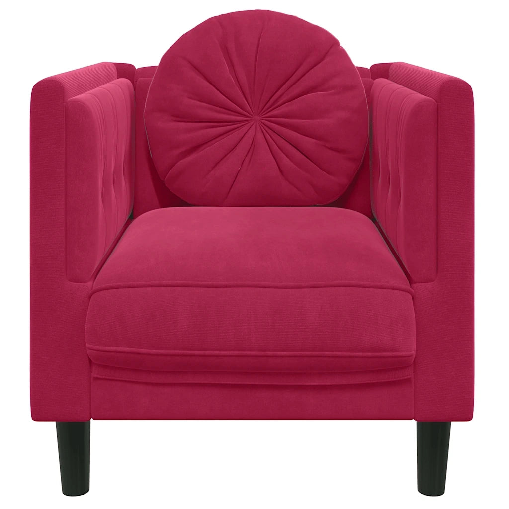 Poltrona con Cuscino Rosso Vino in Velluto 372626