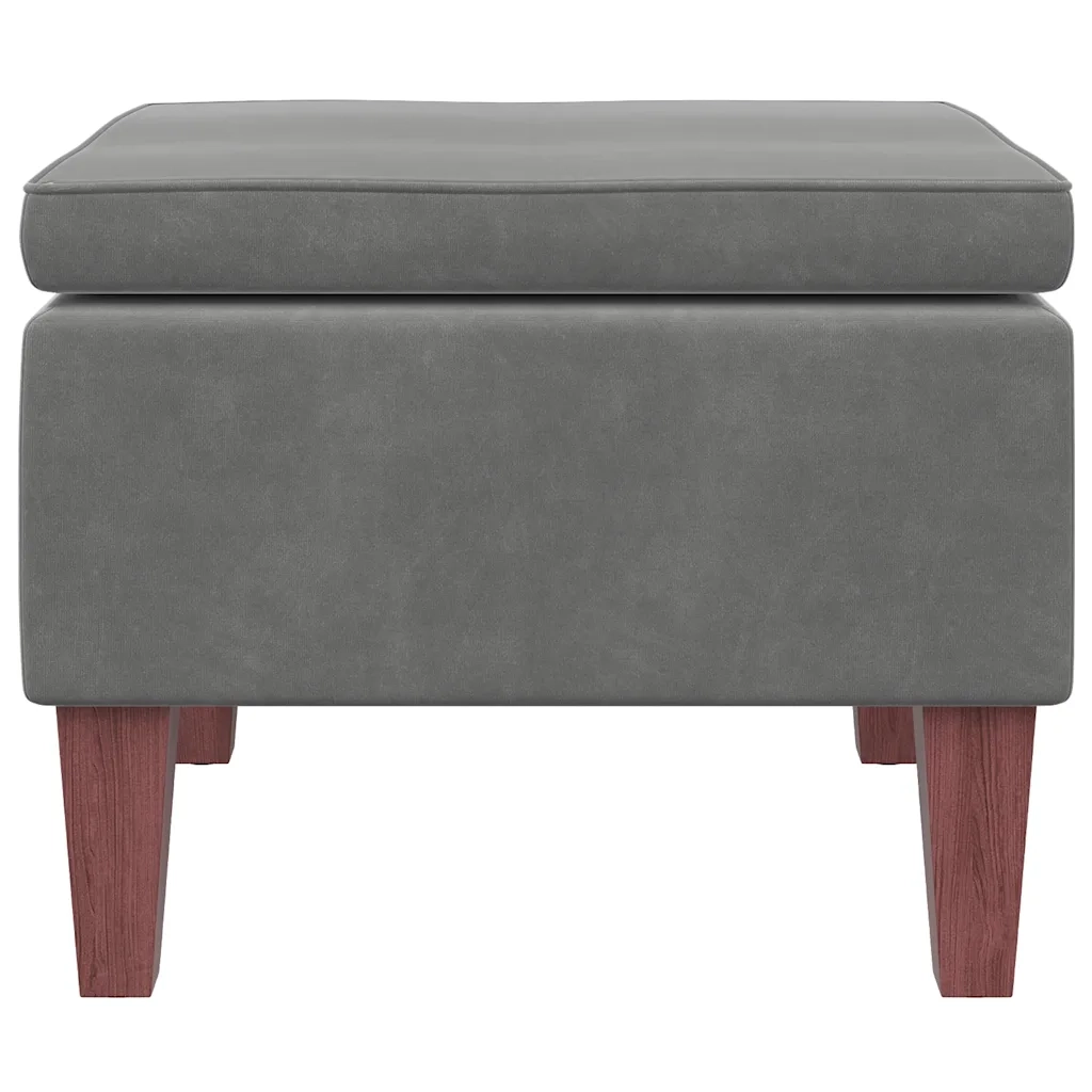 Poggiapiedi con Gambe in Legno Grigio Scuro in Velluto 329458