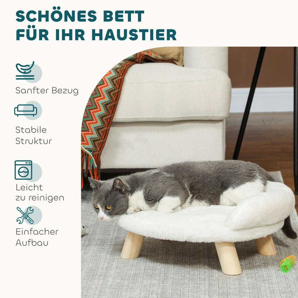 Letto per Animali Domestici Gatti Cani ¨C zephmum ¨C Plush Lavabile Crema Bianca 47x40x20cm