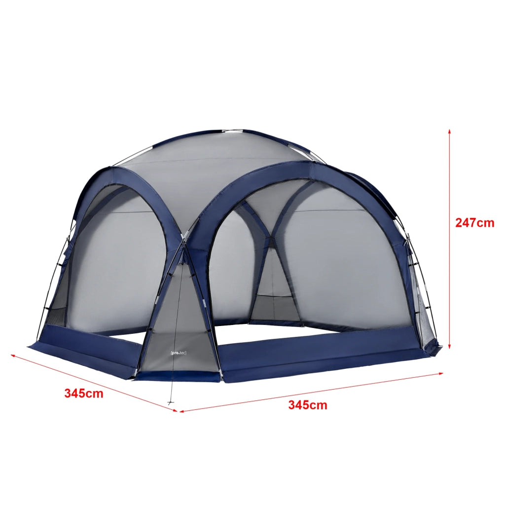 Gazebo da campeggio con 96 luci LED 345 x 345 x 247 cm blu 03_0008740
