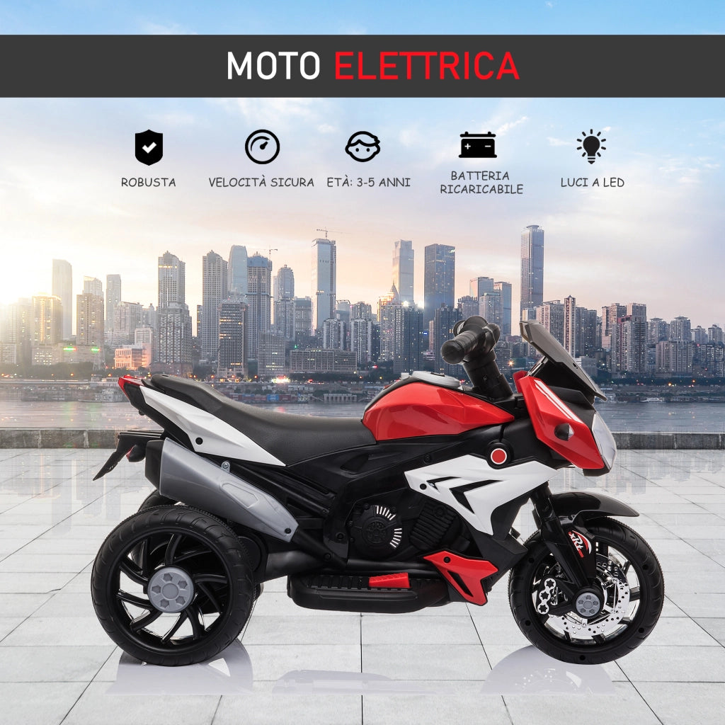 Moto Elettrica per Bambini con Luci e Musica ¨C zephmum ¨C Rossa 86x42x52 cm