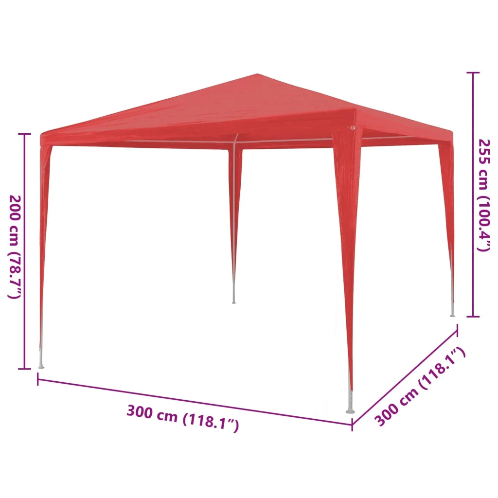 Tenda Party-Tenda da festa Rosso 300 x 300 x 255 cm PE e Acciaio