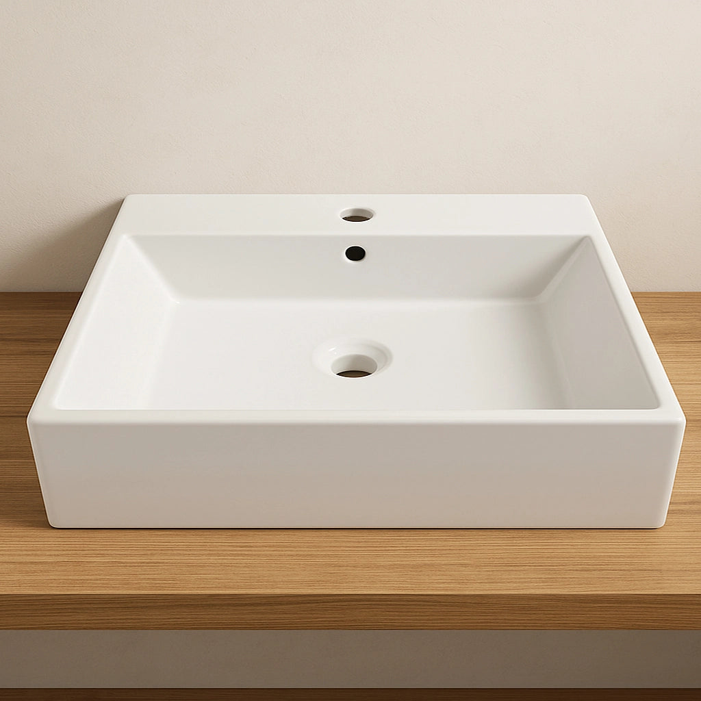 Lavabo da appoggio ceramica bianco lavandino lavello arredo bagno 2 misure *** misure 53x41x15 cm, confezione 1