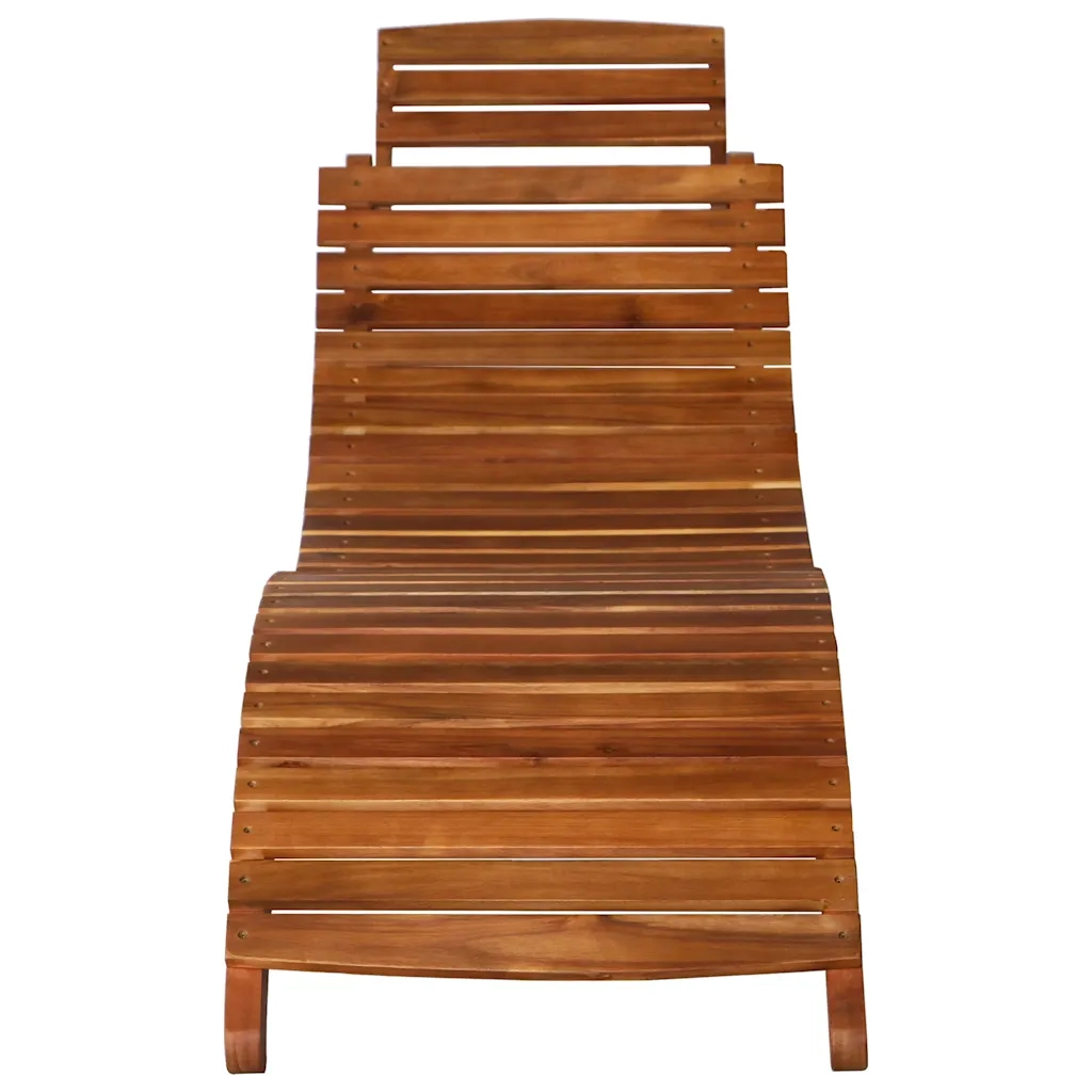 Lettino Prendisole con Tavolino Legno Massello Acacia Marrone 46653