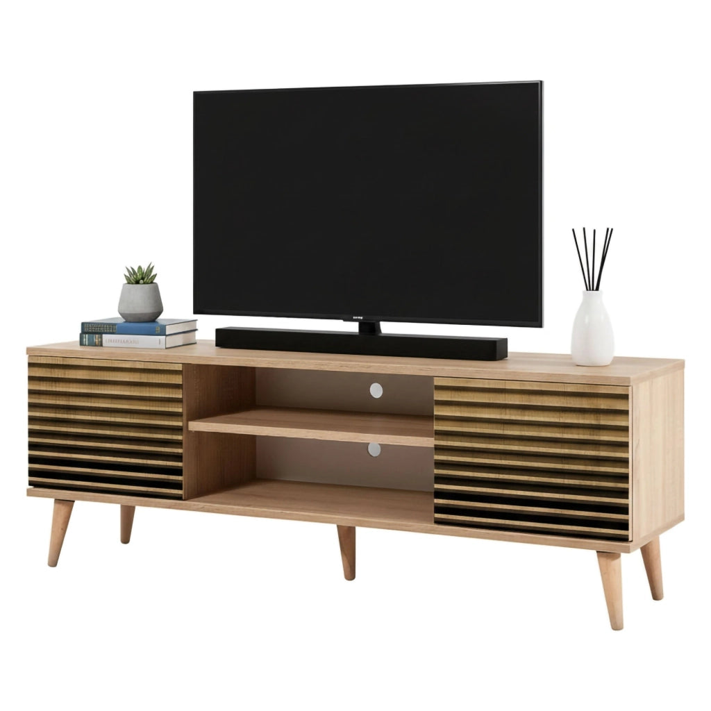 Mobile porta TV Enrica, Credenza da soggiorno, Armadio basso per TV, Base parete attrezzata, 140x40h50 cm, Quercia