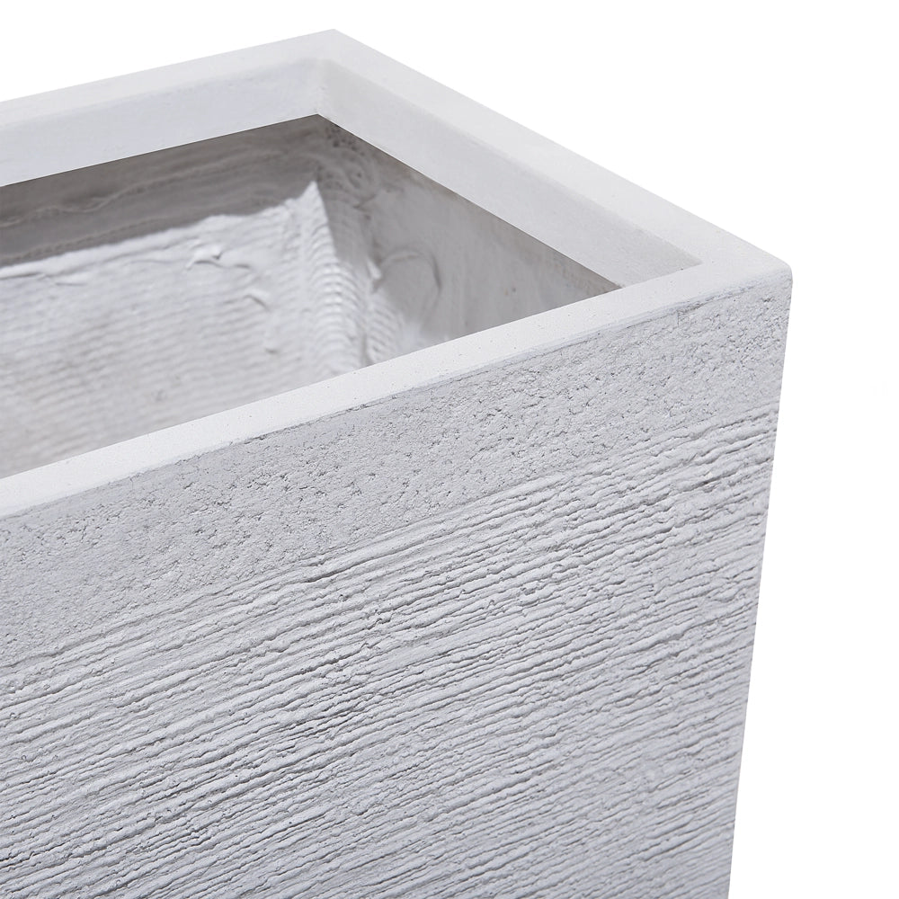 Vaso per piante in fibra di argilla bianca 50 x 23 x 24 cm Fioriera rettangolare per interni ed esterni