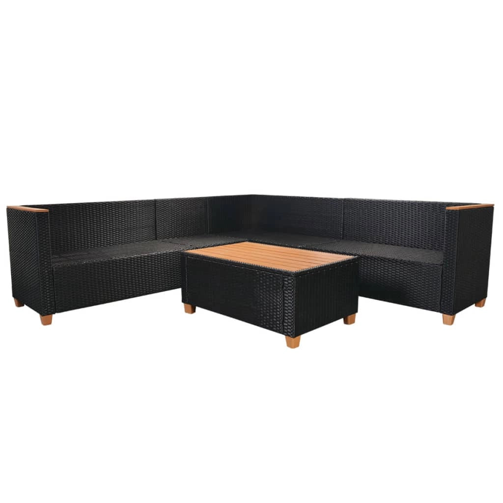 Set di mobili da giardino mobili da esterno 5 pezzi con cuscini resina intrecciata nera 02_0016493