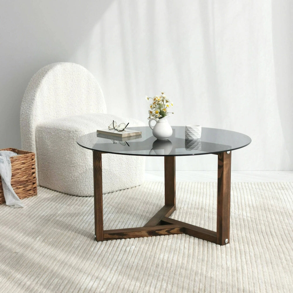 Luigia, Tavolino da Salotto Effetto Fume, 75x75x40h cm Grigio Noce