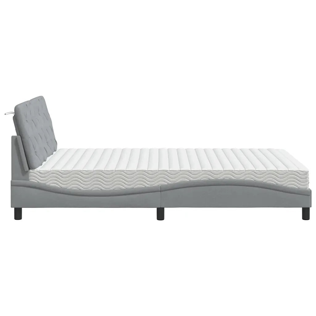 Letto con Materasso Grigio Chiaro 140x200cm Tessuto