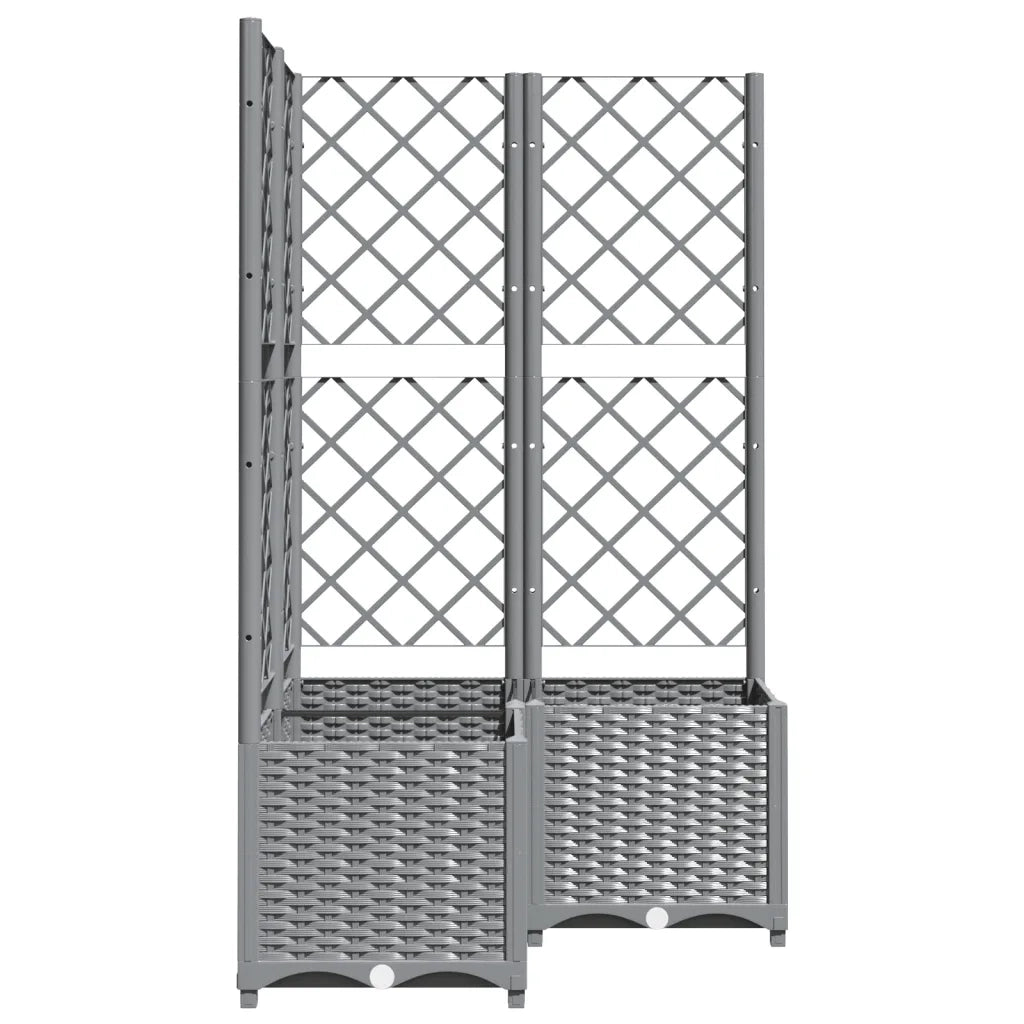 Fioriera da Giardino con Graticcio-Vaso da Esterno-Fioriera con Griglia Grigio Chiaro 80x80x136cm PP