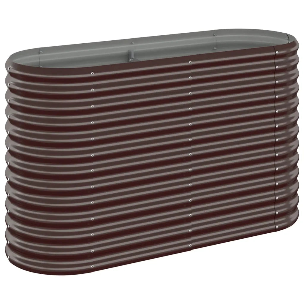 Aiuola ovale rialzata 114 x 40 x 68 cm ideale per piante e ortaggi design contemporaneo realizzata in acciaio zincato marrone 02_0046564