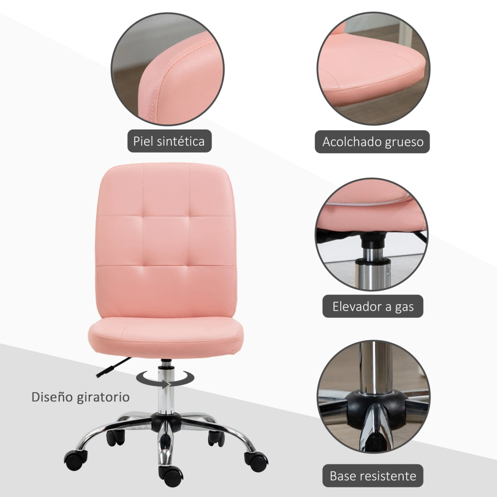Sedia da ufficio girevole senza braccioli ¨C Xylo ¨C Similpelle rosa, altezza regolabile 90-100 cm