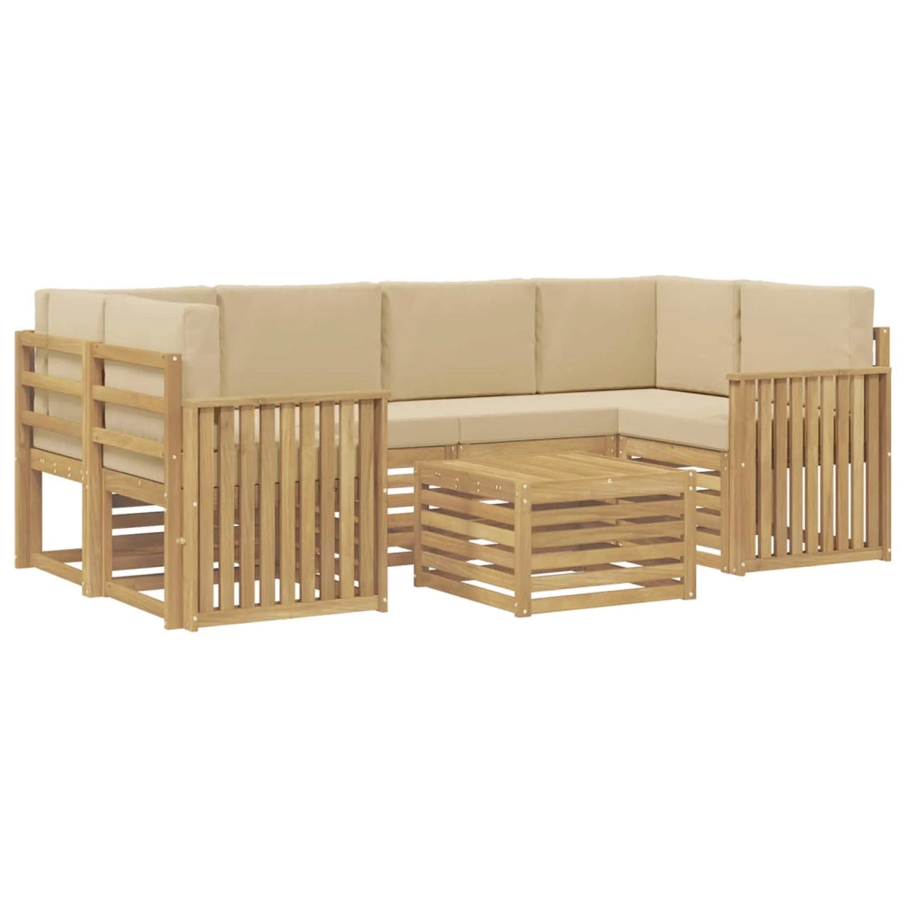 Set di divani da esterno 7 pcs Bianco e Beige Poliestere 3391473