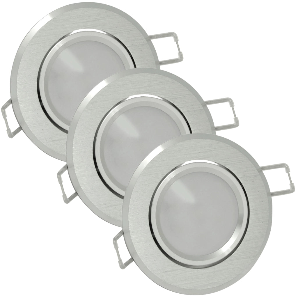 Faretto LED incasso 3pz alluminio argento GU10 Polux