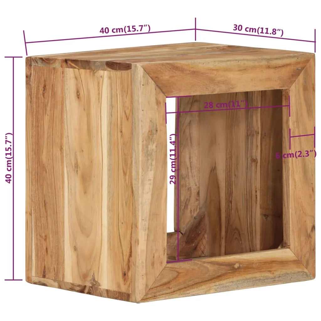 Sgabello 40 x 30 x 40 cm Legno Massello di Acacia cod mxl 21135